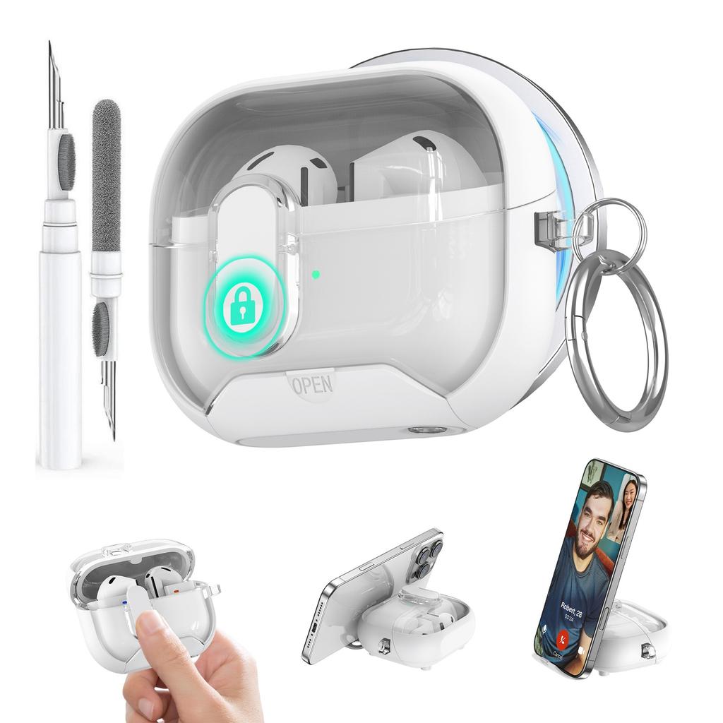 Защитный чехол с замком для Samsung Galaxy Buds 3/3Pro с подставкой для телефона и набором для чистки для Samsung Galaxy Buds 3