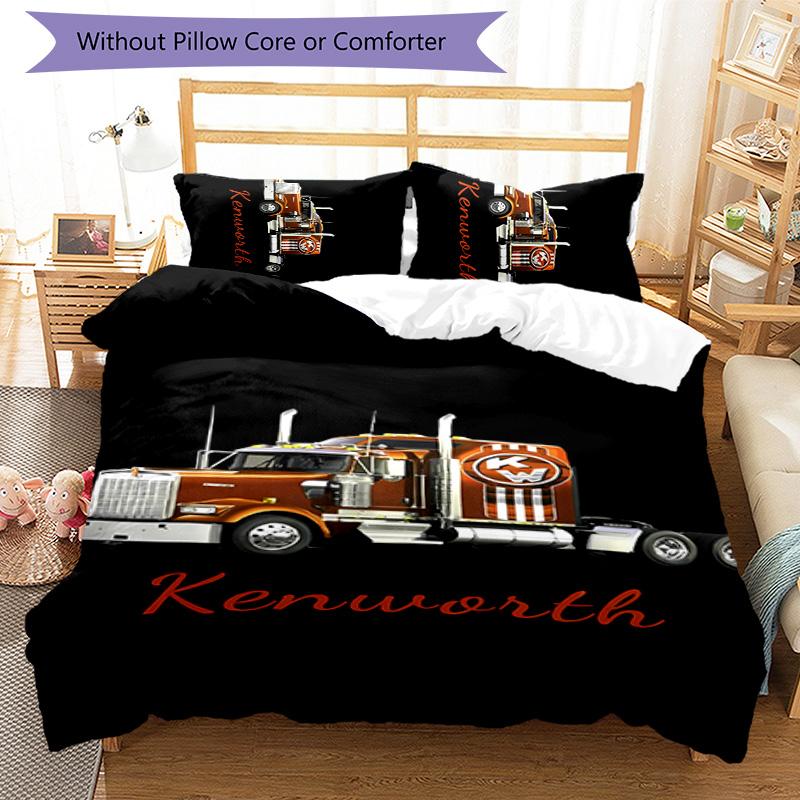 3pcs Kenworth LOGO pattern bedding set duvet cover set includes duvet cover &pillowcases,perfect all season bedroom decoration&gift