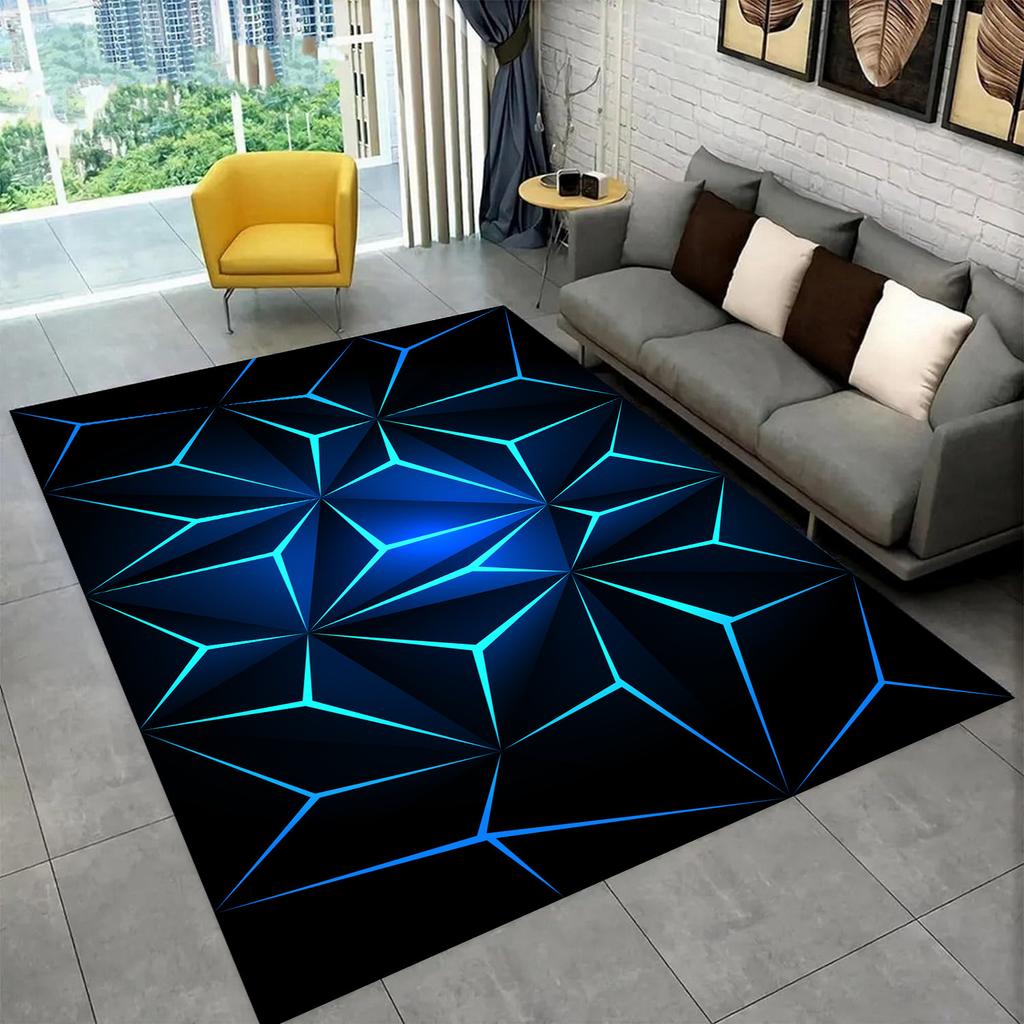 3D Visual Carpet Abstract Geometric Grid Living Room Decoration Carpet