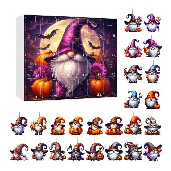 Календарь Адвента на Хэллоуин 2025 Ужасающий кулон-гном Коробка для отсчета 24 дней Милые мини-персонажи