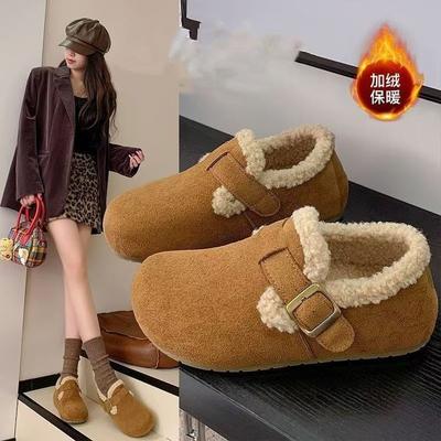 Бархатные Birkenstocks «все включено», новые зимние теплые ботинки на платформе, нескользящие пушистые хлопковые туфли-шапка