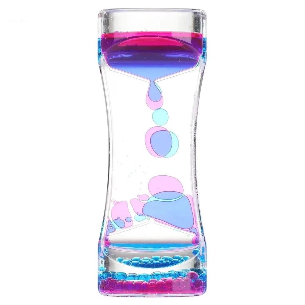 Double Colors Oil Hourglass Timer Creative Acrylic Movement Sensory Toys Visual Descending Sensory Bubble