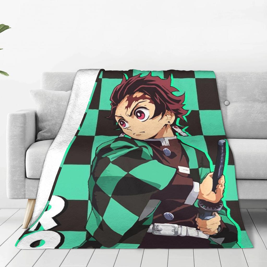 Demon Slayer Plush Kimetsu No Yaiba Kamado Tanjirou Anime Blankets Flannel Sofa Throw Blanket for Bedding Throws Bedspread Quilt