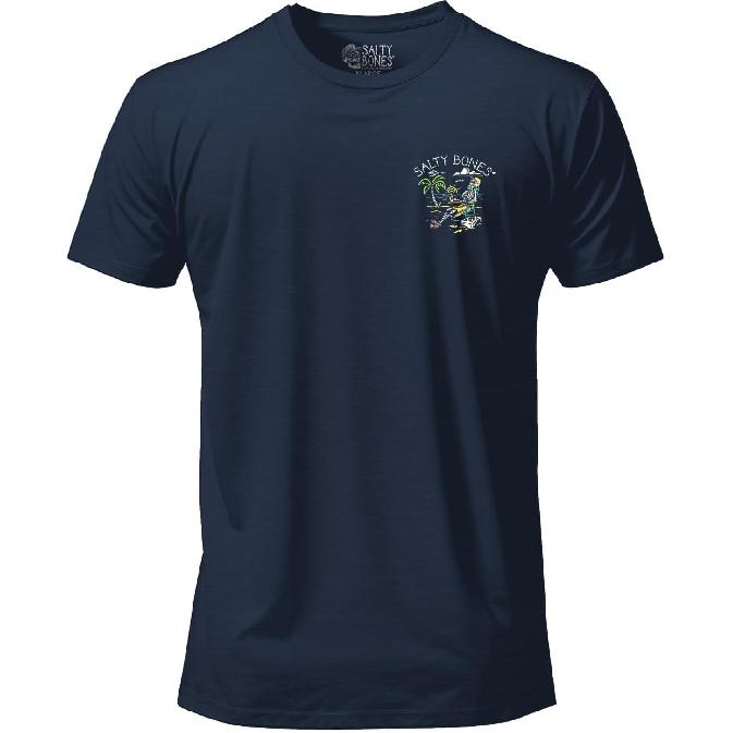 Salty Bones Another Day in Paradise Tropical Beach Graphic T-Shirt, 100% Ringspun Cotton, Classic Fit,Printed in USA
