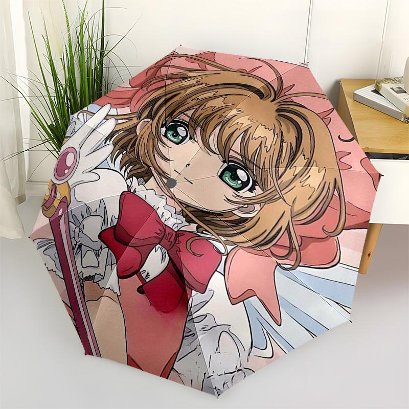 1 шт. Зонт для улицы Cardcaptor Sakura - Автоматическое открытие/закрытие, Портативная 3-складная конструкция с 8-реберным железным каркасом - Идеальный подарок для фанатов, путешественников,