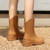 2025 Autumn and Winter New Rain Shoes Medium Tube Women's Non-slip Waterproof Chic Rubber Shoes Wear-resistant Work Go Out Versatile
