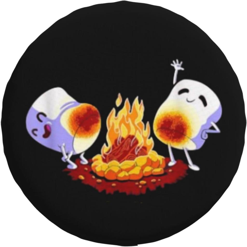 1 Weatherproof Spare Tire Cover, Specially Designed With A Campfire Marshmallow Theme, Suitable For Universal Hubs On Travel Tra