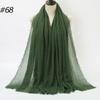 New Fashionable Women's Long Crinkled Cotton Linen Scarf with Tassel Edge - Solid Color Shawl