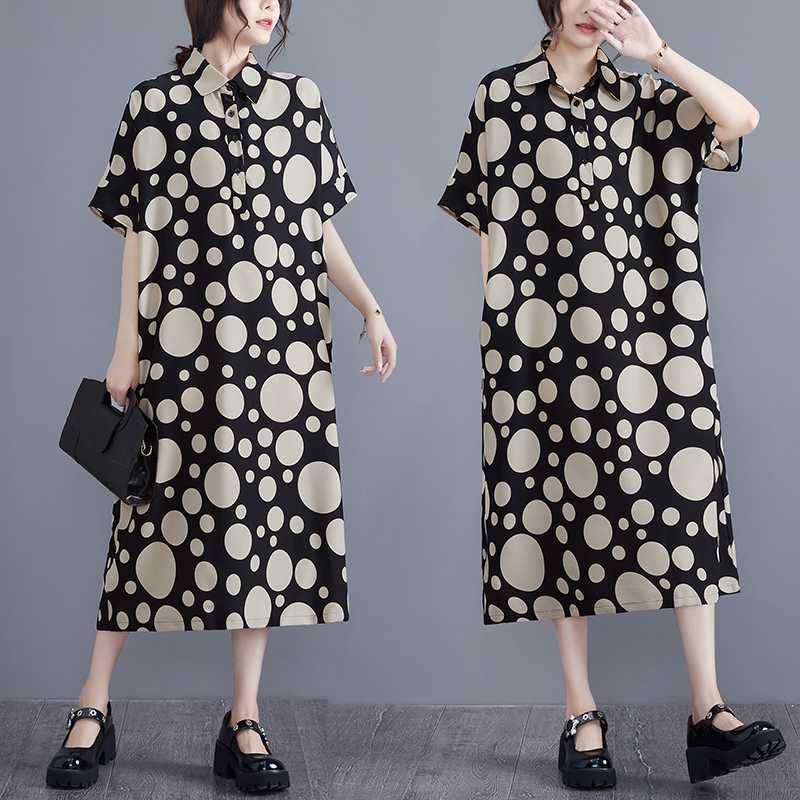 Летняя распродажа! Трендовое платье оверсайз с принтом в горошек, молодежный шик, повседневный стиль