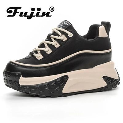 Fujin/7 см замшевые кроссовки на танкетке из натуральной кожи на массивной платформе, весенние женские зимние плюшевые туфли на вулканизированной толстой подошве