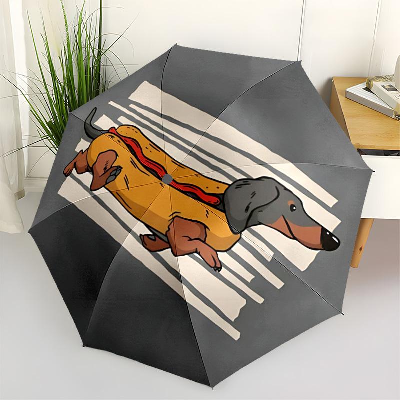 1pc Hotdog Dachshund Automatic Open/Close Umbrella Compact Folding Umbrella, All-Season Portable Umbrella for Women/Men F1124091