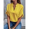 Women's 2025 Summer Casual Solid Color V-Neck Loose Shirt Tops for Women