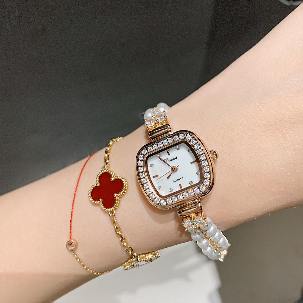 Модные сверкающие квадратные кварцевые часы с бриллиантами, элегантные женские повседневные часы с браслетом
