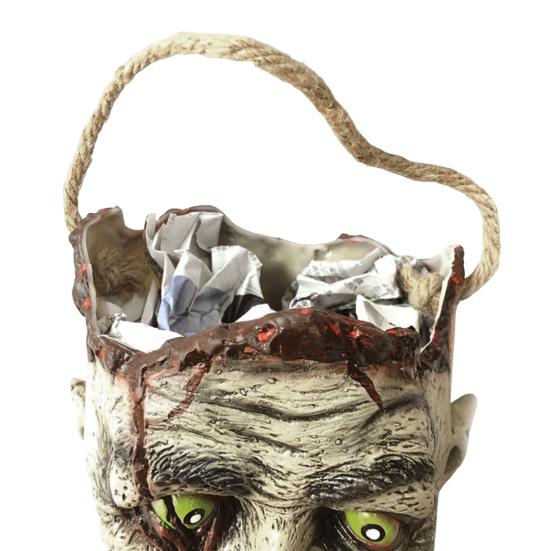 Жуткое ведро для конфет на Хэллоуин, сумочка в виде головы зомби, жуткое ведерко для конфет на Хэллоуин, для вечеринки, украшения дома с привидениями