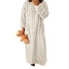 Women's Flannel Nightgown Fuzzy Fleece Sleepdress Loose Crew Neck Long Nightdress with Pockets Cozy Plush Warm Winter Pullover Loungewear