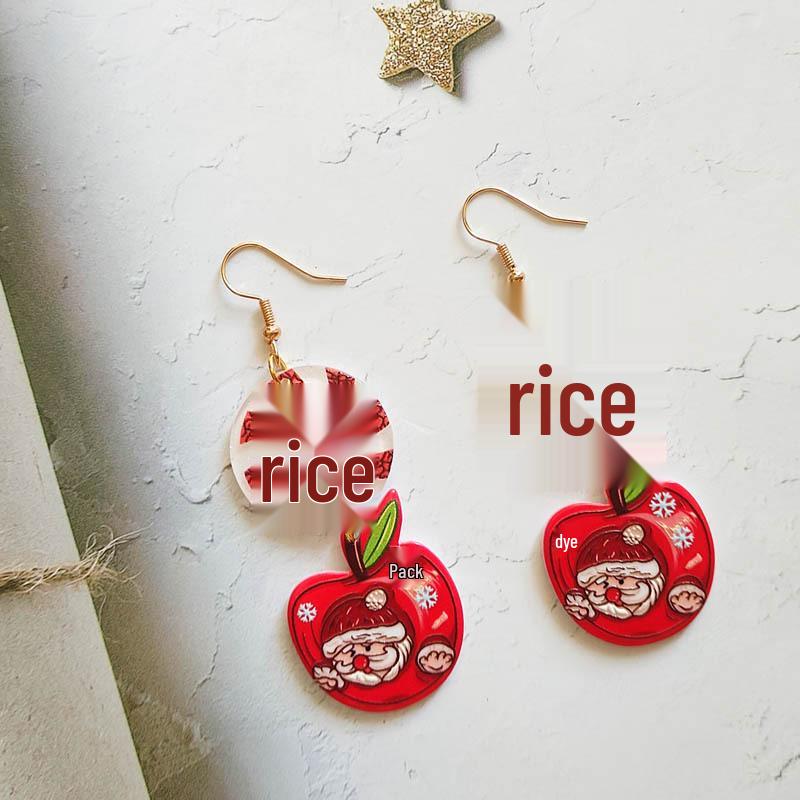 Acrylic Green Monster Apple Christmas Dangle Earrings | DIY European-American Style