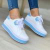 New Women Leather Breathable Vulcanized Shoes Woman Casual Platform Sneakers Thick Bottom Low Top Plus Size 42 Vulcanized Shoes