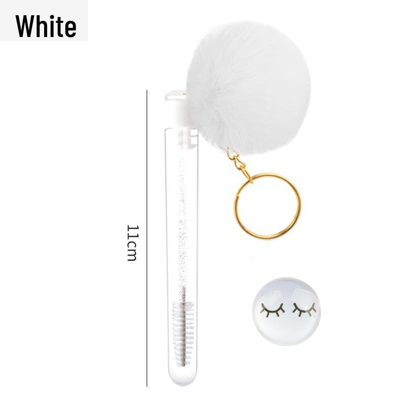 Gold Buckle Pompom Eyelash & Eyebrow Brush with Crystal Rod and Rabbit Ear Comb