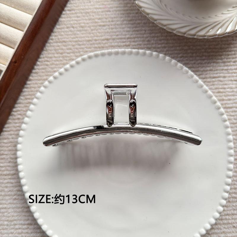 Women Large Silver Metal Hair Claw 1Pcs Elegant Punk Style No Hair Damage Hairpin for Curly Straight Hair Use