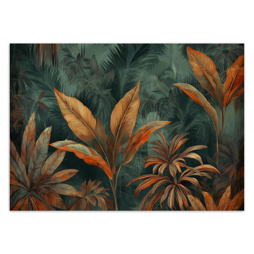 Wallpaper Tropical Orange Leaves