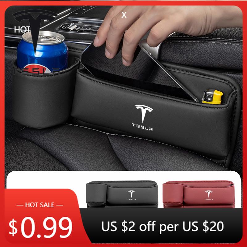Car Sticker 2025 Hot Car Seat Gap Storage Box Multifunction Organizer Cup Holder For Tesla Model-Y Model-3 Model-X Model-S Cyber