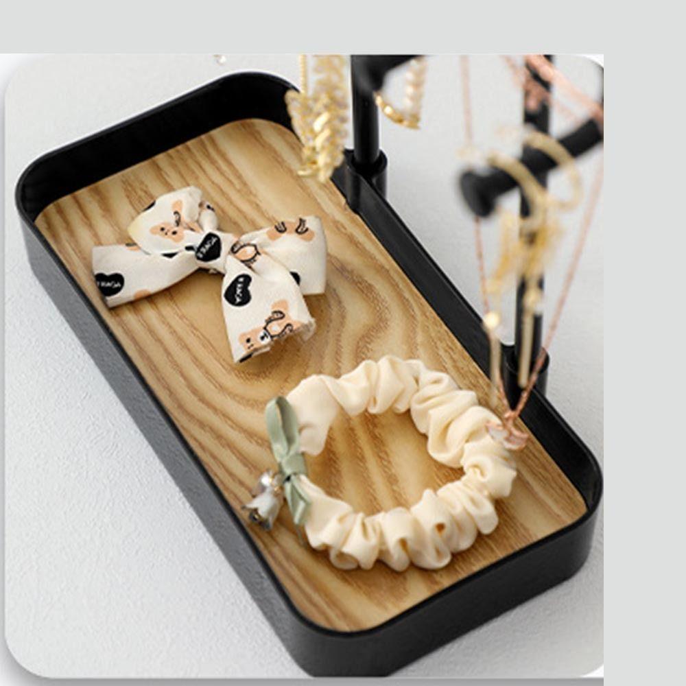 Wooden Jewelry Storage Rack PP Jewelry Holder Key Display Rack Desktop Organising Stand Ring