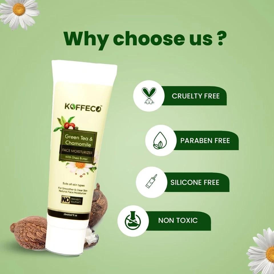Koffeco Green Tea And Chamomile Face Moisturizer For Hydrating Skin 100ml