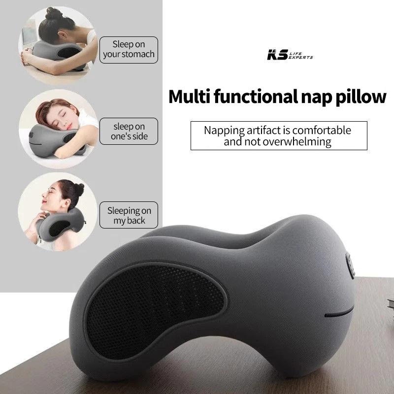 Multifunction U-Shaped Sponge Core Neck Pillow Slow Rebound Soft Travel Pillow For Sleeping Cervical Health Massage Nap Pillows