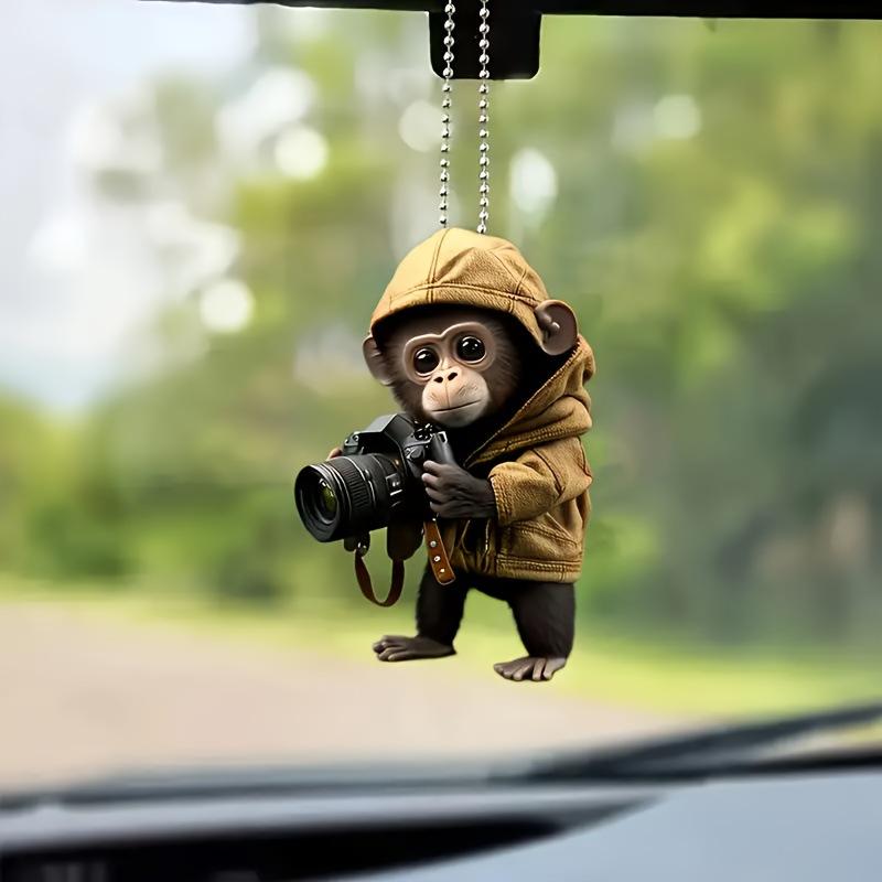New Cute Monkey Photographer Acrylic Keychain Multifunctional 2D Charm Car Rearview Mirror and Backpack Decoration