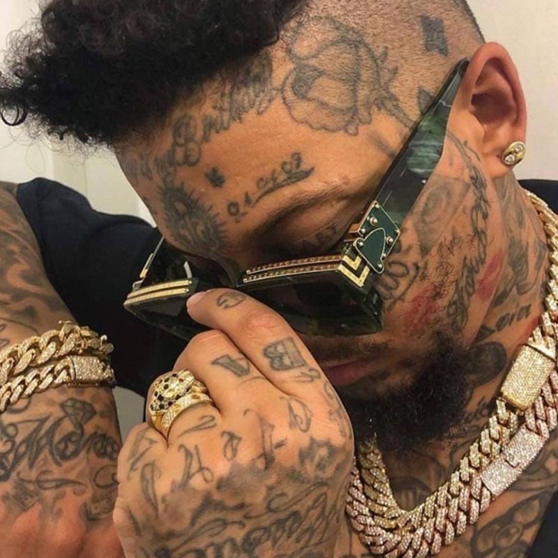 Man Brand Designer Fashion Mirror Sun Glasses Square Vintage Sunglasses Male Retro Black Outdoor Travel Mirror