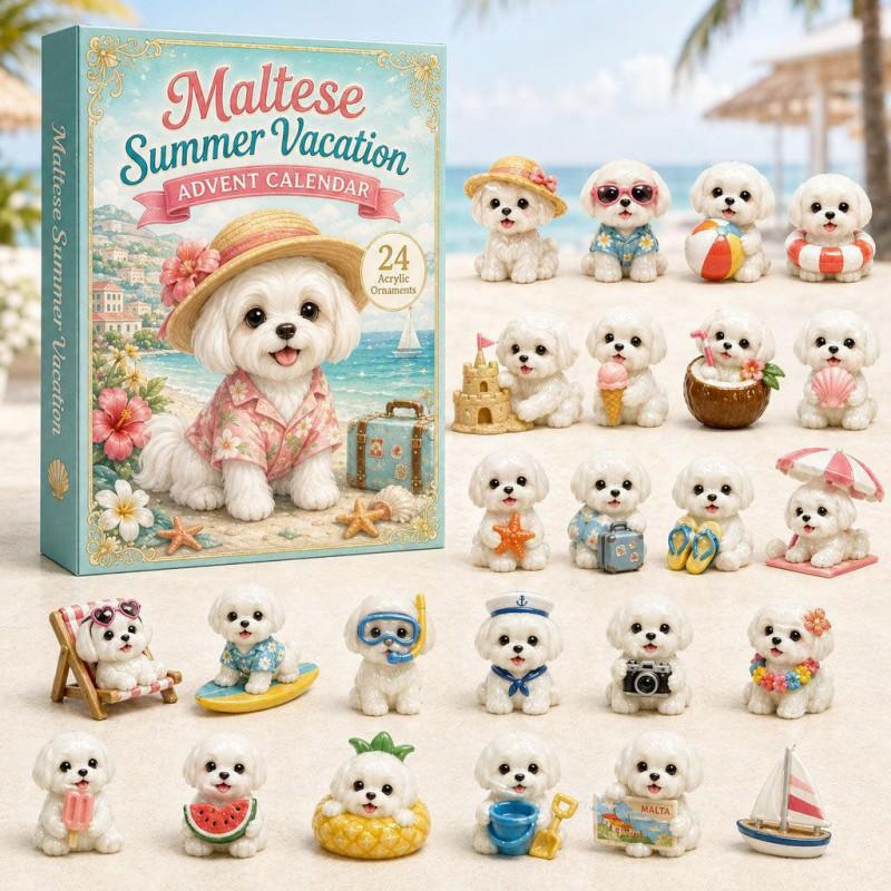 2026 Dog-Themed Christmas Advent Calendar Acrylic Blind Box Gift Kids Adults Decorative Hanging Ornament