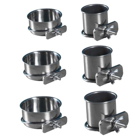 Bird Feeding Bowl Stainless Steel Parrot Feeder Birdcage Feeder Cup with Clamp