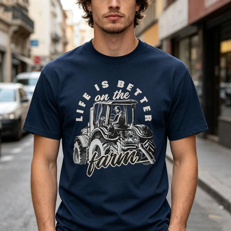 Vintage Life Is Better On The Farm Tractor Tshirt Unisexs Unisexs Fashion Graphic Tee for Farmers Casual Daily Wear
