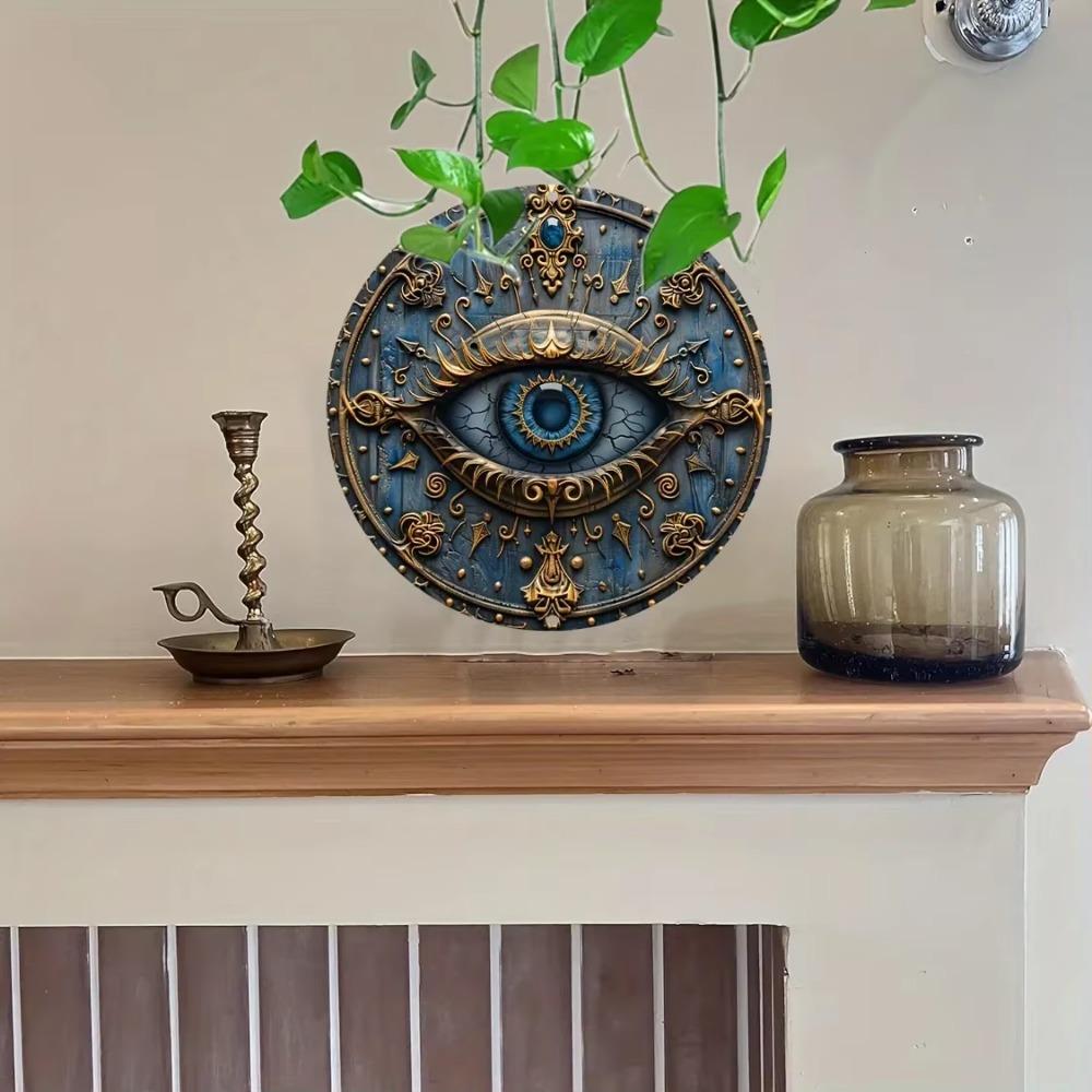 Металлическая вывеска со Всевидящим Оком - Древнеегипетское настенное украшение, гостиная, столовая - Подарок на тему Пирамиды для домашнего декора