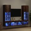 TV Wall Units with LED Lighting 5 pcs Reclaimed Wood Effect Particleboard