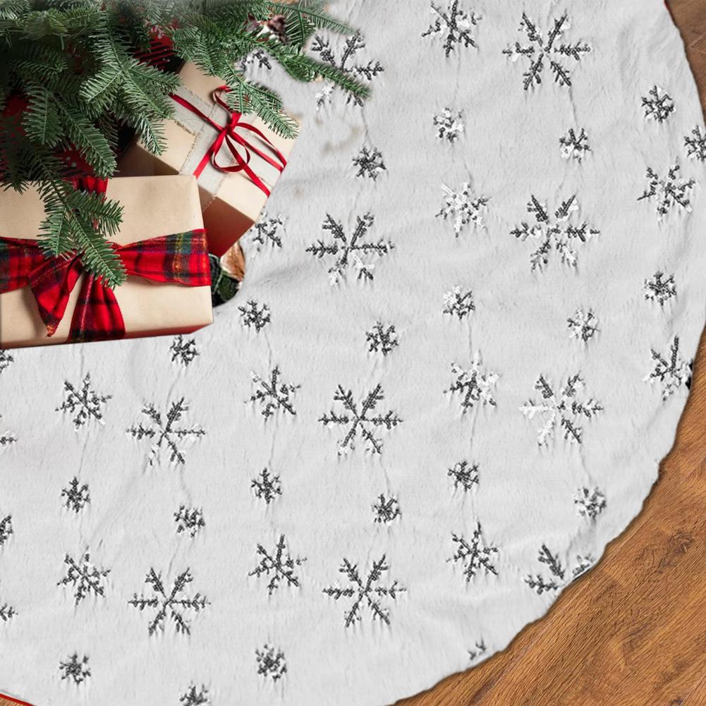 Юбка для рождественской елки, очень мягкая, износостойкая, простая установка, снежинка, круглый коврик для украшения рождественской елки, меховой ковер