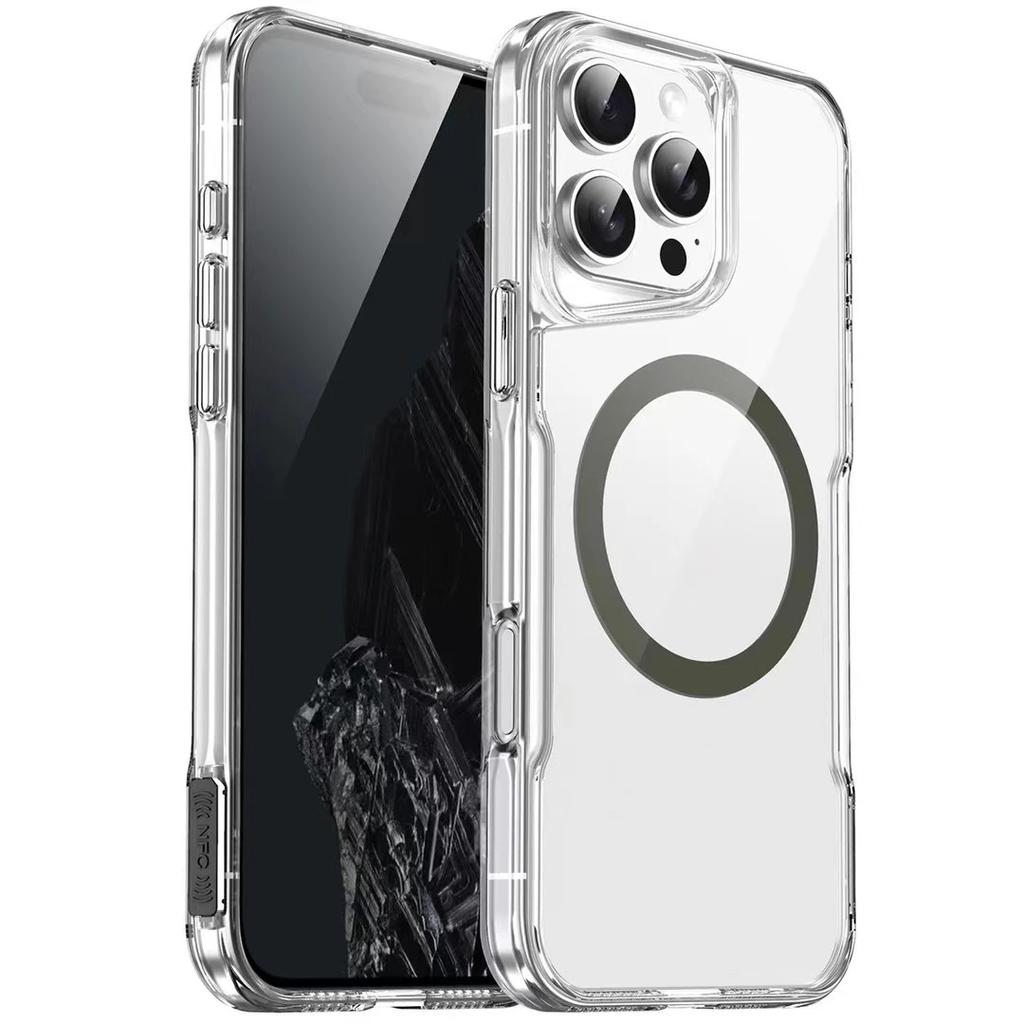 Прозрачный ударопрочный акриловый чехол Magsafe для iPhone 16 Pro Max 15 14 13 Plus Защита камеры Магнитный ударопрочный прозрачный чехол