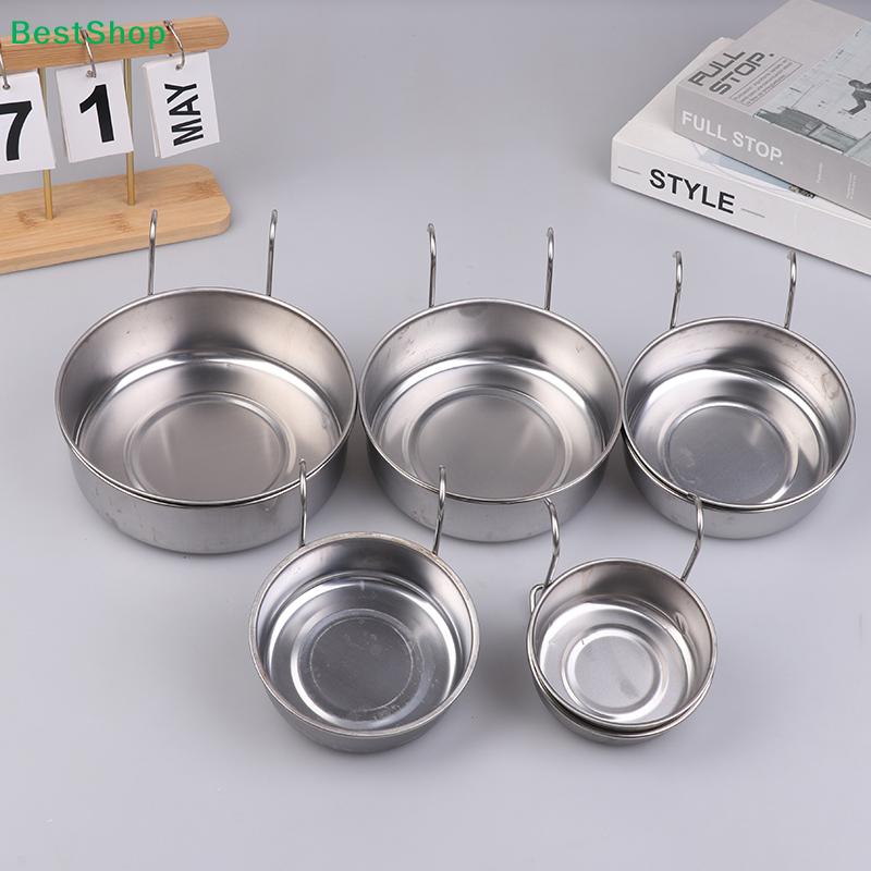 Anti-Spill Pet Feeding Bowls - Durable Stainless Steel with Hooks for Crates & Cages