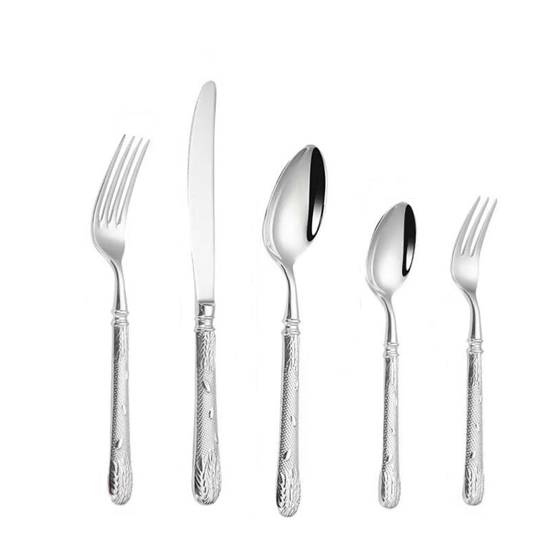 5 шт. высококачественной нержавеющей стали 304, западная посуда, ковка, пшеничный колос, нож, вилка, ложка, сверхтолстая посуда, набор столовых приборов
