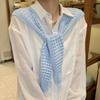 White Fake Collar Cloak Hip Scarf Simple Knitted Shawl Female
