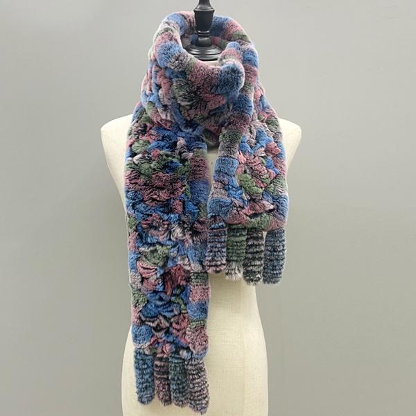 Шарф из натурального меха Пушистый длинный палантин Натуральный мех кролика рекс Ручной вязки Стильные женские шарфы Зимние палантины 180смx13см