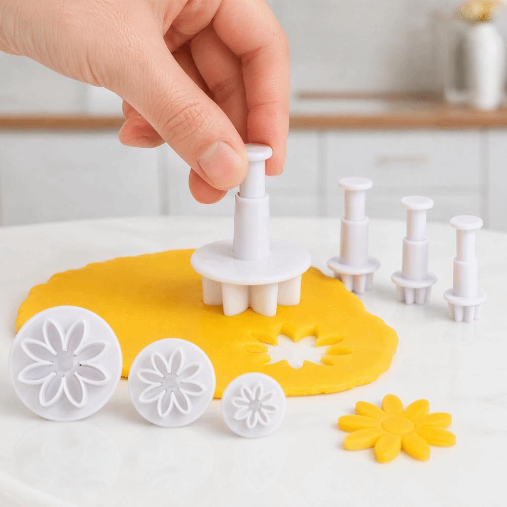 8pcs PP Cookie Cutter 8 Petals Shape Flower Plunger Cutter Cake Decorating Mold Summer Baking