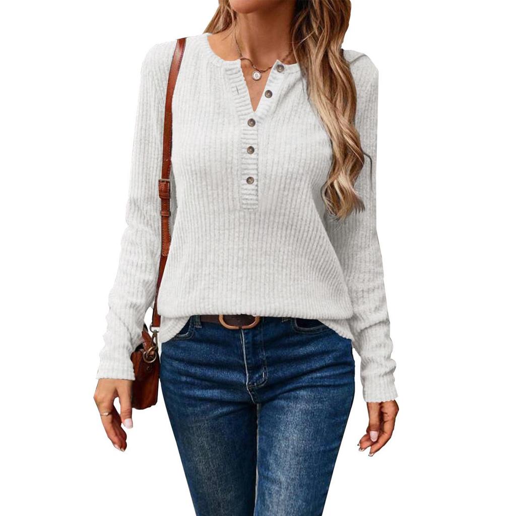 Женский свитер в полоску с V-образным вырезом и длинными рукавами, осень/зима 2024 г.