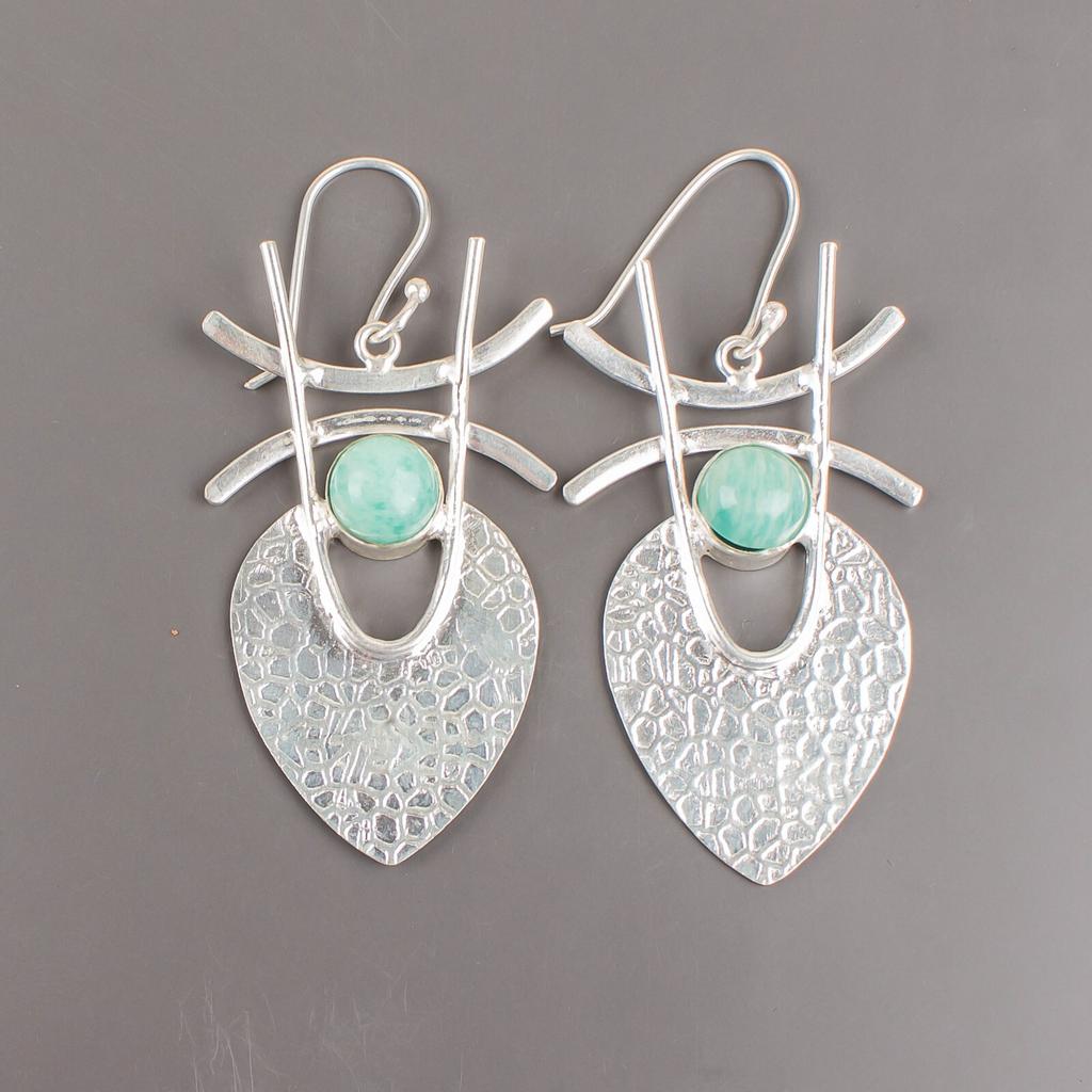 Натуральный амазонит, драгоценный камень, серебро 925 пробы, ювелирные изделия, серьги ручной работы, 1,78 дюйма EE-64-23