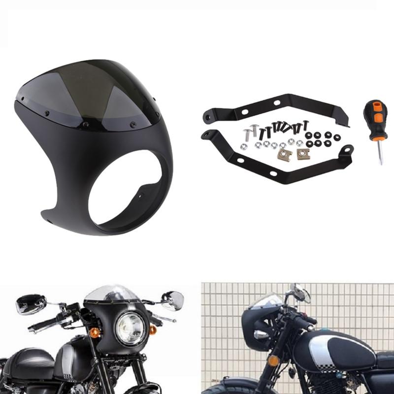Motorcycle 7Inch Cafe Racer Front Headlight Fairing Screen Windscreen Windshield Cover Kits Motorcycle Headlight Fairing Screen