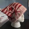 Purely Hand-knitted Halloween Creative Funny Devil Horn Hood and Mask One-piece Hat