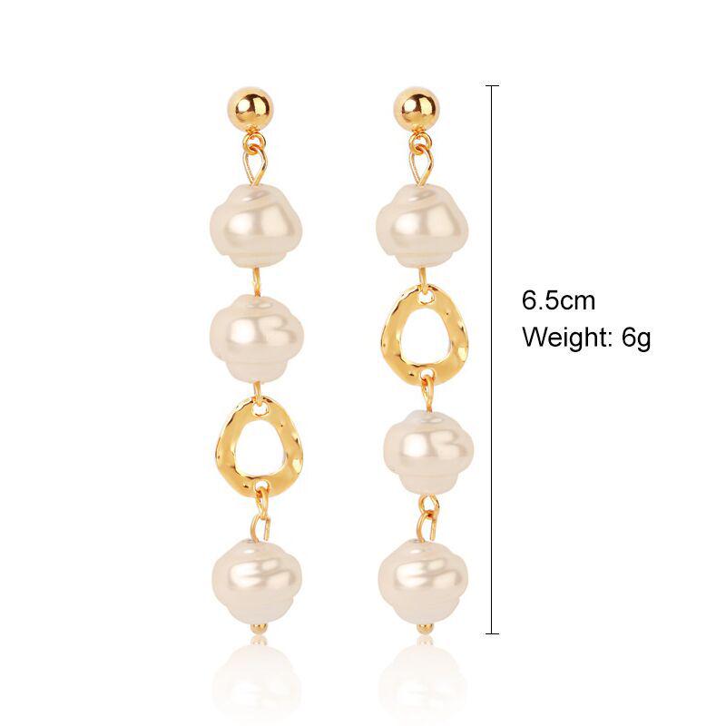 Niche Design Sense Ins Simple Asymmetric Earrings Baroque Temperament Asymmetric Earrings Trendy Earrings 2025 Lightweight Earrings for Sensitive Ears