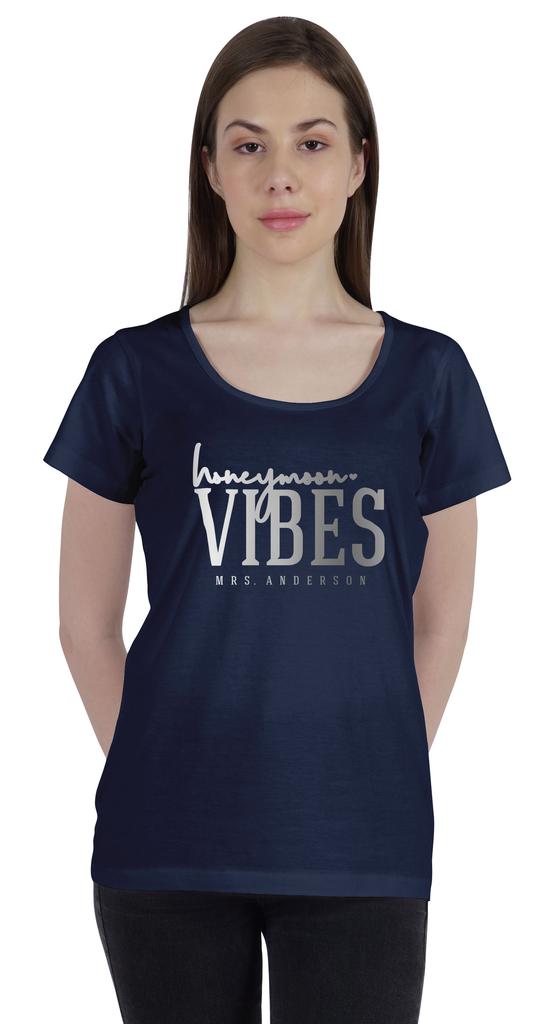 Inkdotpot Personalized Womens Tshirt Top Honeymoon Vibes Mrs  Wedding  Announcement