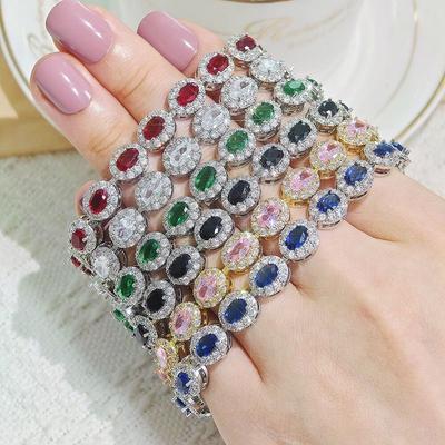 Серебряные украшения, Браслет с цветными стразами, Браслет с застежкой, инкрустированной бриллиантами, в европейском и американском стиле, Легкий Люкс, Полностью бриллиантовый золотой браслет