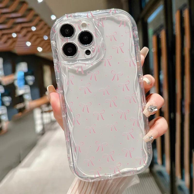 Прозрачный чехол-крем с принтом в виде банта для телефона Samsung Galaxy S26 S24 S25 S23 Ultra S22 S21 S20 Plus FE A35 A55 Мягкий чехол